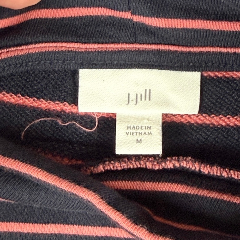 J. Jill Shift Dress Womens Medium Blue Pink Striped Nautical Coastal Preppy - Picture 4 of 8